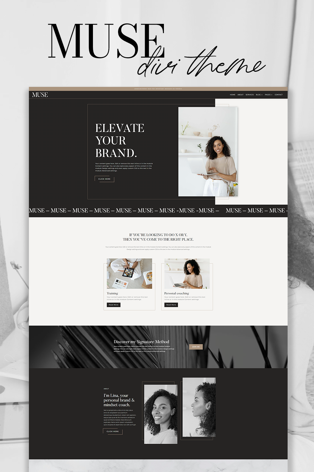 Muse template theme Divi WordPress Coach