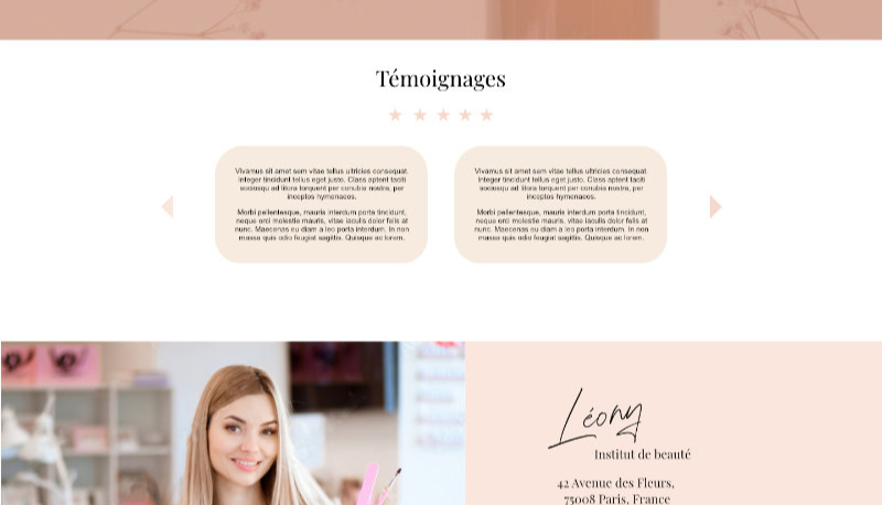 Leony site web institut de beauté